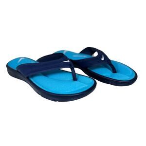 Nike Ultra Comfort Footbed NEW Women’s Size 8 Navy Teal Flip Flop Thong Sandals